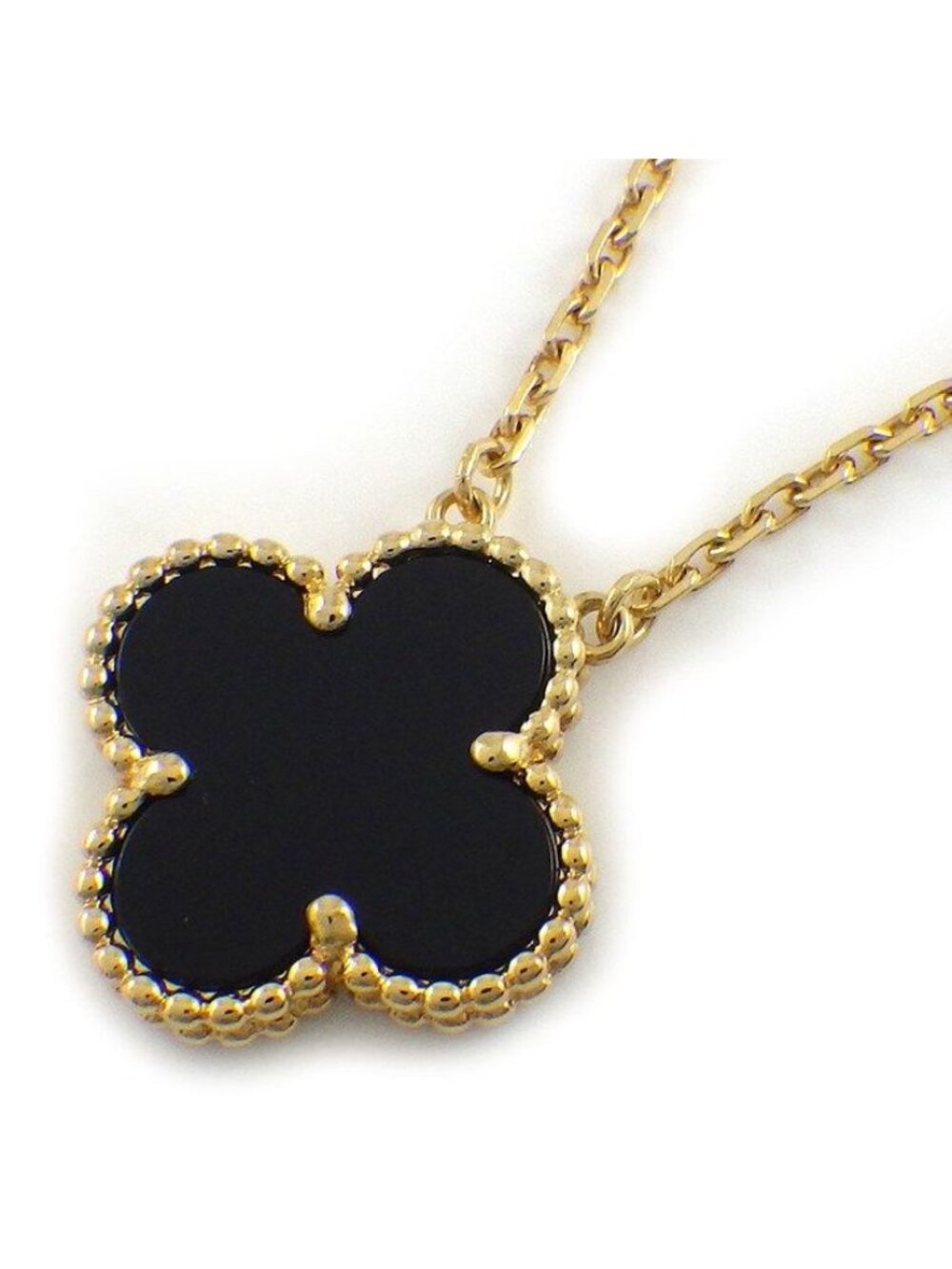 Van Cleef & Arpels Necklace Vintage Alhambra Onyx 18K Yellow Gold